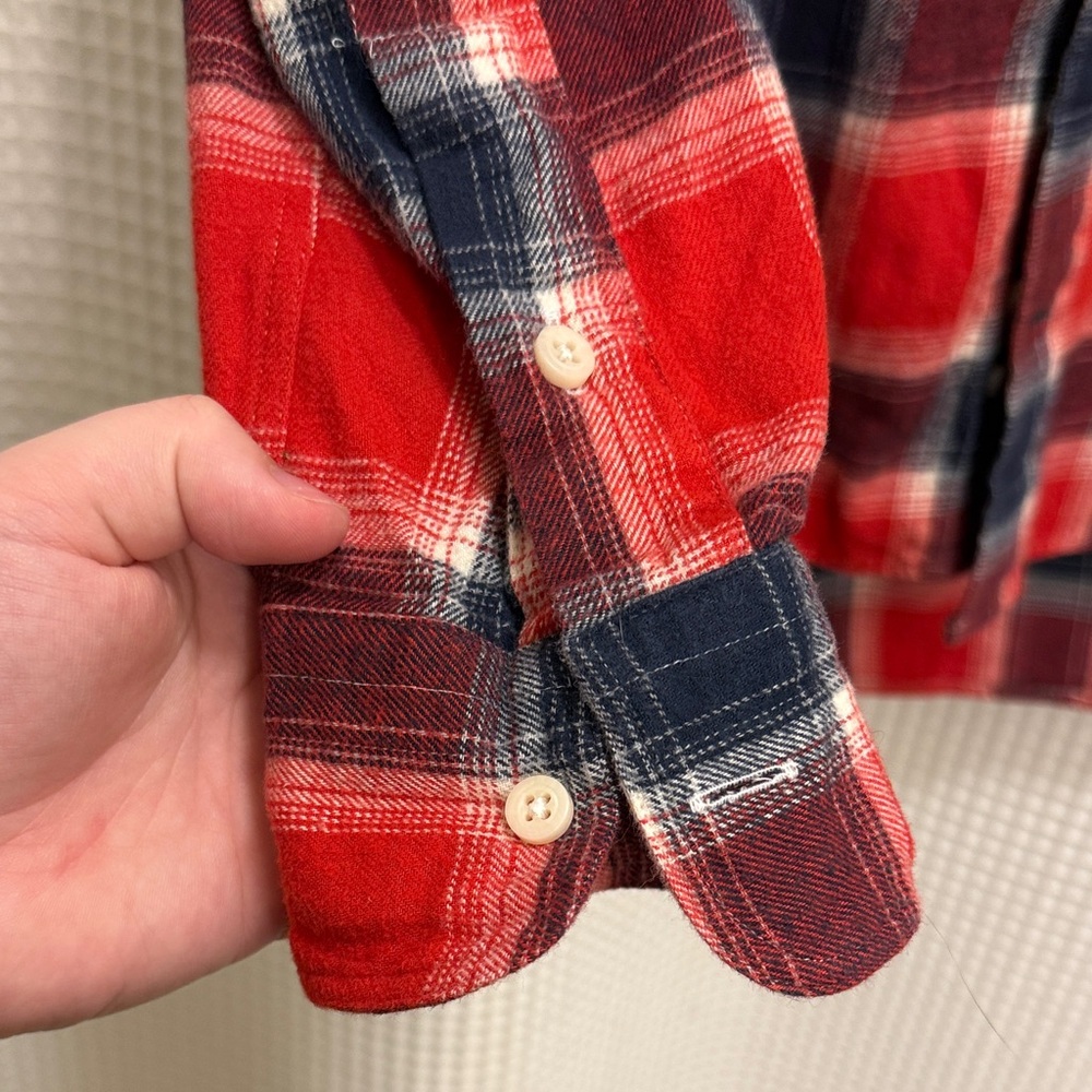 Gitman Bros - Red and Navy Plaid Button Down Shirt - M - Picture 4 of 9